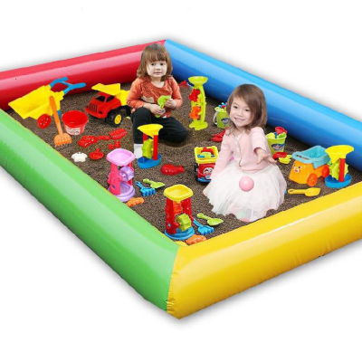 Children's Inflatable Mattress Beach Toys Sand Basin Set Combination Square Stall Fence for Household Fishing Paddling Pool
