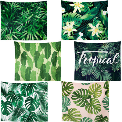 Multi-Purpose Tropical Plant Green Leaf Subnet Red Wall Painting Tapestry Tablecloth Beach Towel Camping Grass Carpet