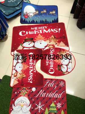 Christmas Floor Mat Holiday Carpet Three-Piece Single Piece Christmas Floor Mat Home Floor Mat
