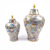 Gold-Plated White Stripe Color Temple Jar Lid Jar Storage Jar Art Decoration Jingdezhen Ceramic Pot in Stock Wholesale