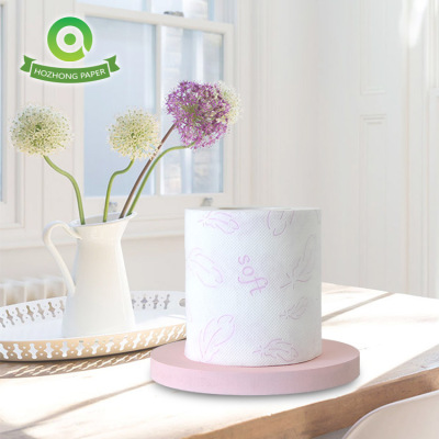 Hezhong Factory OEM Customized Hollow-Core Sanitary Roll Paper Three-Layer Three-Dimensional Embossed Foreign Trade Export Toilet Paper Bung Fodder Tissue