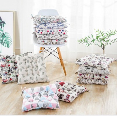 European-Style Cotton and Linen Chair Cushion Dining Chair Cushion Pastoral Thick Cushion Student Office Cushion Cotton Soft Cushion Computer Chair Cushion