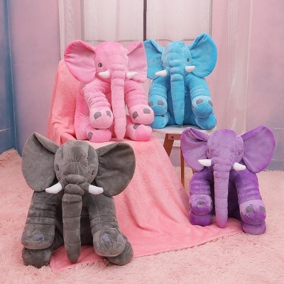 Cute Elephant Plush Toy Doll Baby Comfort Pillow Large Sleeping Pillow to Sleep with Airable Cover Office