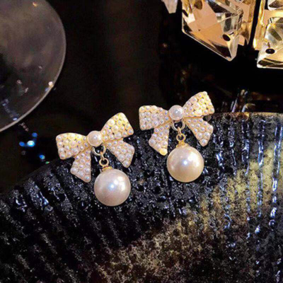 925 Silver Needle Korean Hot-Selling Pearl Collar Earrings Earrings