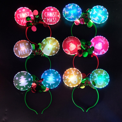LED Christmas New Headband Luminous Christmas Decorative Hair Bands Santa Claus Head Optical Fiber Luminous Holiday Decorations