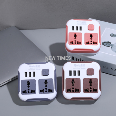 Foreign Trade Conversion Socket 3usb with Switch Conversion Plug European British Two Flat Three Flat Conversion Plug