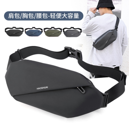 cross-border new men‘s waist bag outdoor running mobile phone bag multi-functional large capacity chest bag casual shoulder messenger bag