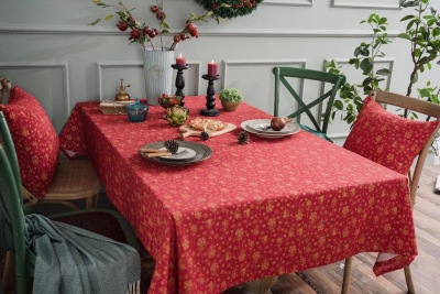 Christmas Cotton and Linen Bronzing Green Red Holiday Atmosphere Tablecloth