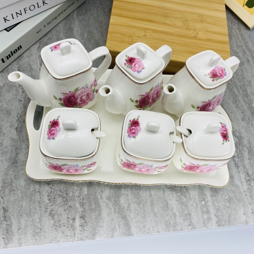 household chinese seasoning box kitchen ceramics seasoning jar chili oil can 10 pcs set kitchen supplies