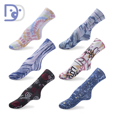 3D printed socks ins fashion women and men cotton sports basketball socks spring and summer street trendy socks