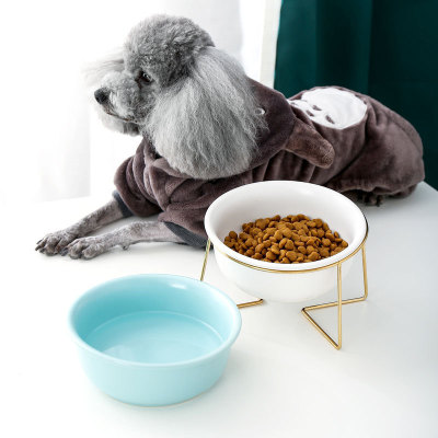 Nordic Creative Home with Metal Frame Detachable Easy to Clean Ceramic Pet Bowl Pet Food Basin