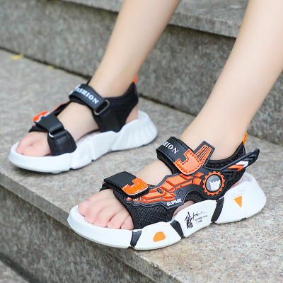 Children's Sandals 2021 Summer New Fashion Boys Sandals Medium and Large Children Boys Soft Bottom Beach Shoes Small Children Korean Style