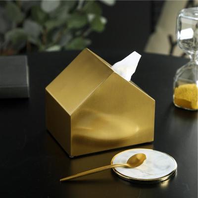 Nordic Style Ins Tissue Box Living Room Coffee Table House Paper Extraction Box Golden Creative Domestic Ornaments Furnishings