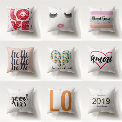 Love Series Pattern Pillow Cover 2020 New Peach Skin Fabric Throw Pillowcase Custom Digital Printing Bed Head Cushion Cover