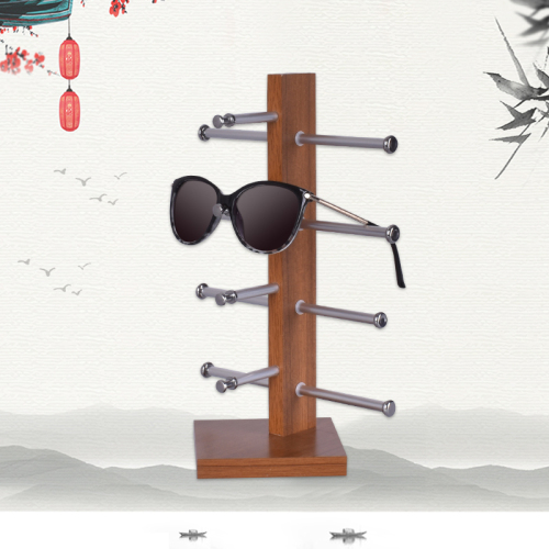 4 Pairs Single Row wooden Desktop Glasses Rack Counter Display Rack Sunglasses Sunglasses Optical Rack Storage Props