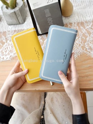 New Korean Style Fashion Long Zip Wallet Women's Large Capacity Wallet All-Match Elegant with Carrying Strap Clutch