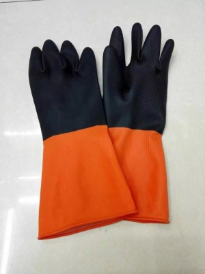 Latex Dishwashing Gloves Acid and Alkali Resistant Household Gloves Cleaning Waterproof Oil-Proof Household Gloves