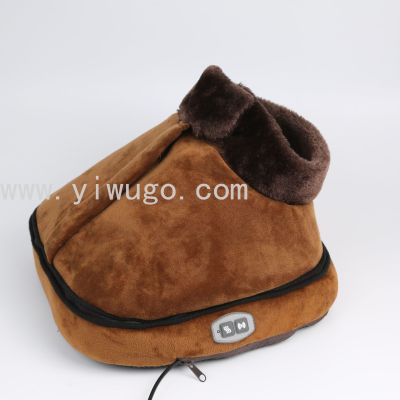 Cross-Border Two-in-One Electric Massage Foot Warmer Fluff Comfortable Feet Warmer Foot Warm Massage Shoes