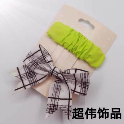 Korean Style Girl Bow High-End Suit Small Plaid Sweet Temperament Candy Color Summer New Headdress Hair Band