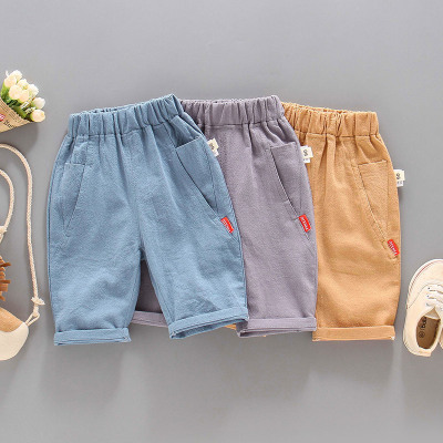 Woven Children's Clothing Summer 2021 Korean Style Boys' Pants Summer Children's Calf-Length Pants Baby Pure Cotton Casual Pants Fashion