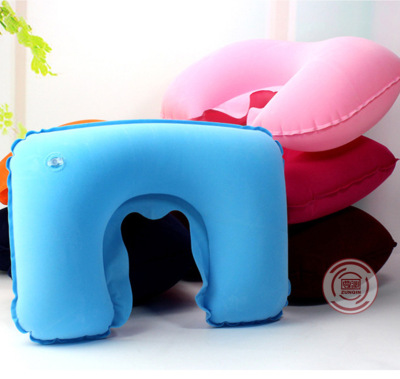 Travel Three-Piece Production Flocking Pillow, Inflatable Pillow, Aviation Pillow,