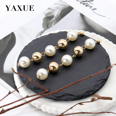 Korean Fashion Glass Pearl Ball Handmade and Simple Temperament All-Match Long Earrings Japanese Ear Rings Women