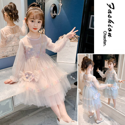 Girl Mesh Skirt Spring 2021 New Korean Style Western Style Children Princess Dress Spring and Autumn Net Red Girl Dress