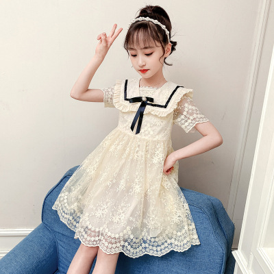 Girls' Dress Summer Dress 2021 New Western Style Girls' Lace Princess Dress Kids' Skirt Children's Clothing