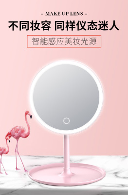 Led Make-up Mirror Desktop Beauty with Light Small Mirror Girls Desktop Vanity Mirror Fill Light Charging Portable Make-up Mirror