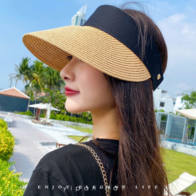 Hat Summer Korean Casual Big Brim Sun-Proof Outdoor Topless Hat Peaked Cap Sun-Proof Straw Hat