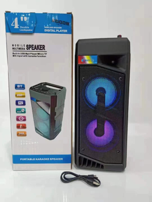 Double 4-Inch Outdoor Bluetooth Speaker, High Power 25W with Microphone, Colored Lights