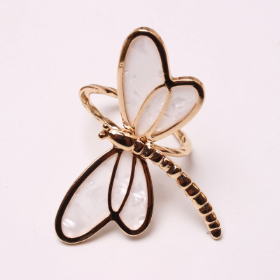 Ornament Insect Cross-Border Hot Selling Shell Dragonfly Metal Table Napkin Ring Hotel Supplies