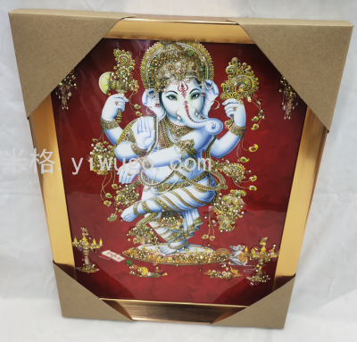 30*40 Hot Sale Crystal Porcelain Bright Crystal Decorative Painting Indian Buddha