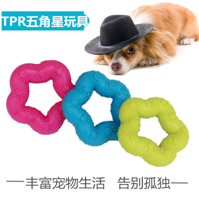 New Pet Toy TPR Footprints Five-Pointed Star Dog Bite Toy Rubber round Factory Direct Sales