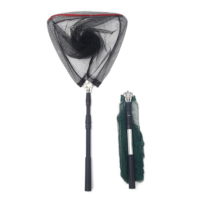 Alloy Folding Dip Net Telescopic Three Dip Net Triangle Grille FineMesh Fishing Net Pocket Telescopic Folding Dip Net