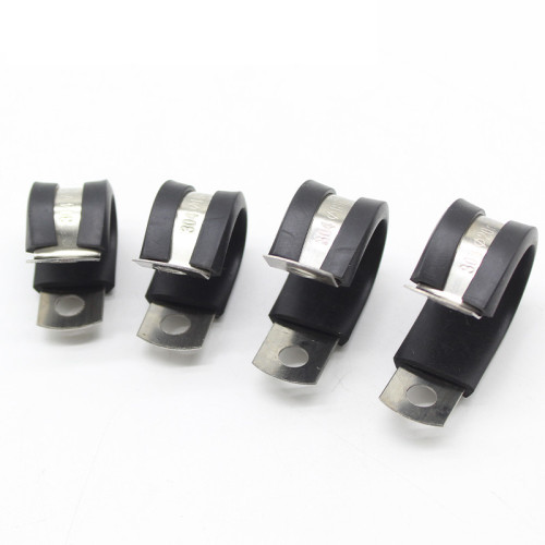 304 stainless steel adhesive strip clamp rubber r-type pipe tape hose clamp cable fixing clip shock absorption hug