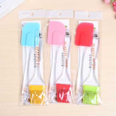 Hot Direct Selling Household Kitchen Silicone Baking Suit Card Bag Baking Tools Barbecue Brush Cream Scraper Translucent