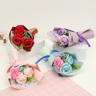 Teacher's Day Valentine's Day Gift Carnation Soap Flower Artificial Flower Rose Cross-Border Wholesale Handbag