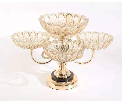 Three-Head Four-Head Five-Head European-Style High-End Fruit Plate Glass Goblet Glassware Glasscup
