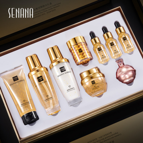 Color Nana Gold Lady Skin Care nine-Piece Hydrating and Moisturizing Set Box Fine Pores Skin Care Product Set Wholesale