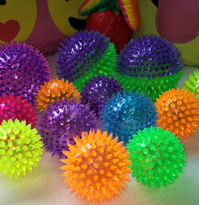 Factory in Stock Luminous TPR Elastic Ball Flash Barbed Massage Toy Ball Foreign Trade Plastic Bouncing Ball Luminous