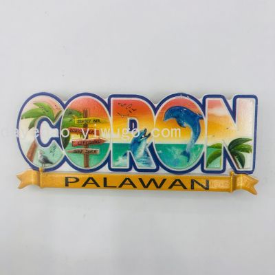 Customized Place Names from Different Countries Word Plate Souvenir Magnet Resin Refrigerator Magnet