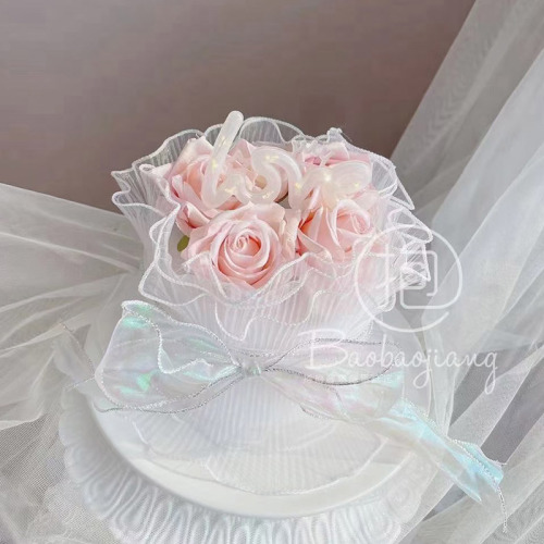 cake yarn bouquet diy material package flower mesh flower packaging yarn ribbon gauze curtain wave floral cake solid color