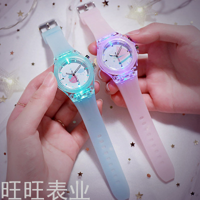 Best-Selling New Silicone Cartoon Children Watch Wholesale E-Commerce Supply Luminous with Light School Student Watch