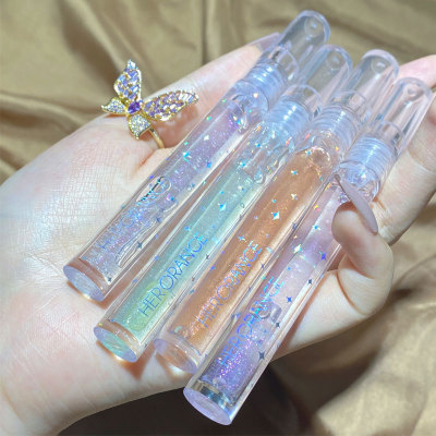 Lip Gloss Girl Transparent Moisturizing and Nourishing Pearlescent Thin and Glittering Stackable Coated Glass Lip Gloss