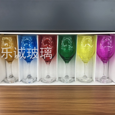 Cup Set Goblet Borosilicate Glass Six-Color Home Gift for Friends Beautiful and Design Sense Color Box Package