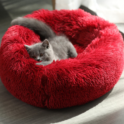 Pet Bed Deep Sleep Cathouse Doghouse Plush round Nest Cat Bed Dog Mat Factory Direct Sales