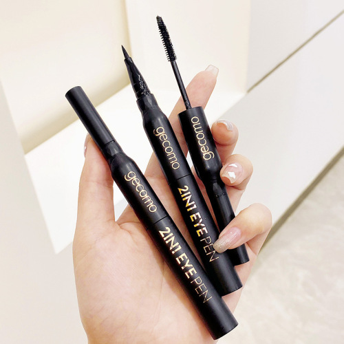 GECOMO Electric Eye Holding Makeup Double-Headed Pen Waterproof Not Smudge Smear-Proof Makeup Mascara Eyeliner Two-in-One Makeup Wholesale