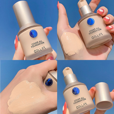 Gella's Little Bluecut Focuses on Long-Lasting Liquid Foundation Concealer and Moisturizer Oil Control Cylinder Bottle Foundation Easy to Color and Nourish Skin