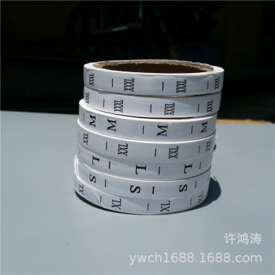Yiwu Manufacturer English Digital Code Washing Label Printed with Black Characters on White Background